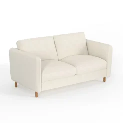 Canapé fixe 4 places Gustave - Velours Texturé - Dany Ecru