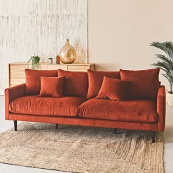 Canapé fixe 4 places Marius - Effet Velours - Seven Turtle