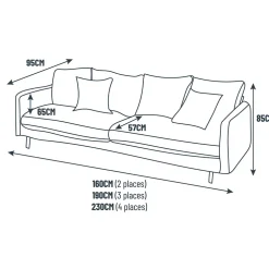 Canapé fixe 4 places Marius - Velours Vintage - Adore Gold