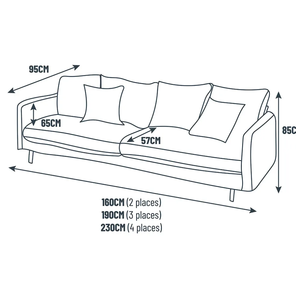 Canapé fixe 4 places Marius - Velours Vintage - Adore Gold