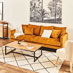 Canapé fixe 4 places Marius - Velours Vintage - Adore Gold