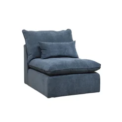 Canapé modulable 3 places bleu grisé avec pouf - Auguste