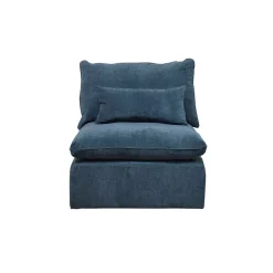 Canapé modulable 3 places bleu grisé avec pouf - Auguste