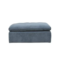 Canapé modulable 3 places bleu grisé avec pouf - Auguste