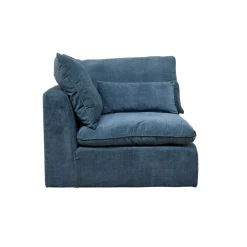 Canapé modulable 3 places bleu grisé avec pouf - Auguste