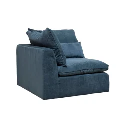 Canapé modulable 3 places bleu grisé avec pouf - Auguste