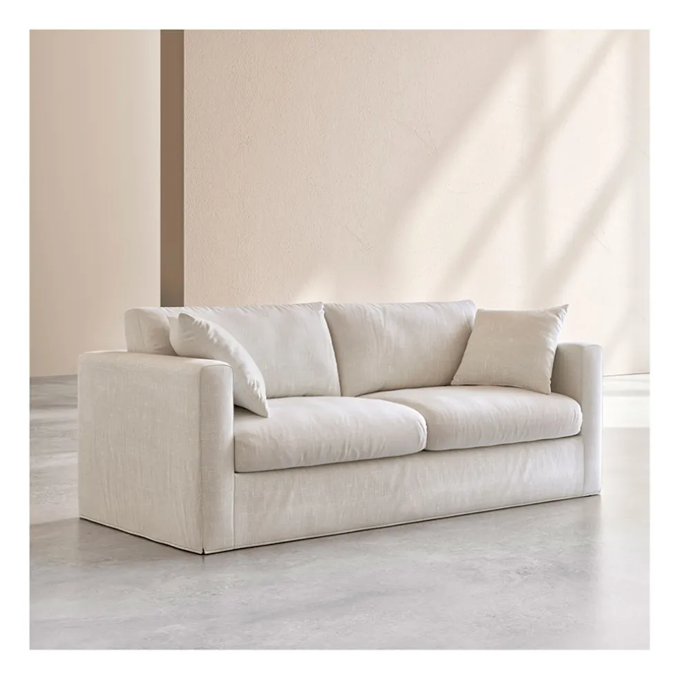 Canape 3 places déhoussable en tissu ivoire - Graff