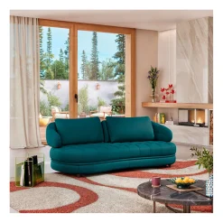 Canape 3 places en tissu 3d bleu canard - Oxia