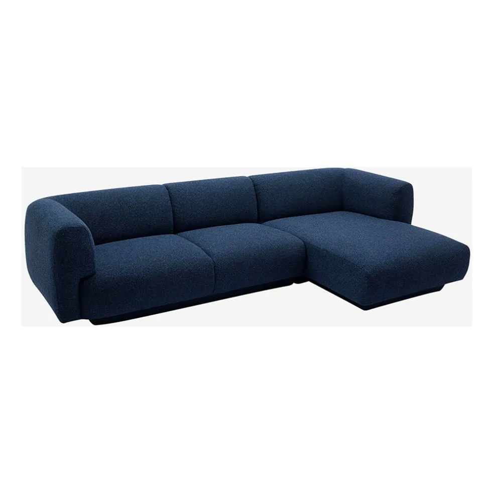 Canape angle droit 4 places en tissu texturé bleu marine - Austin