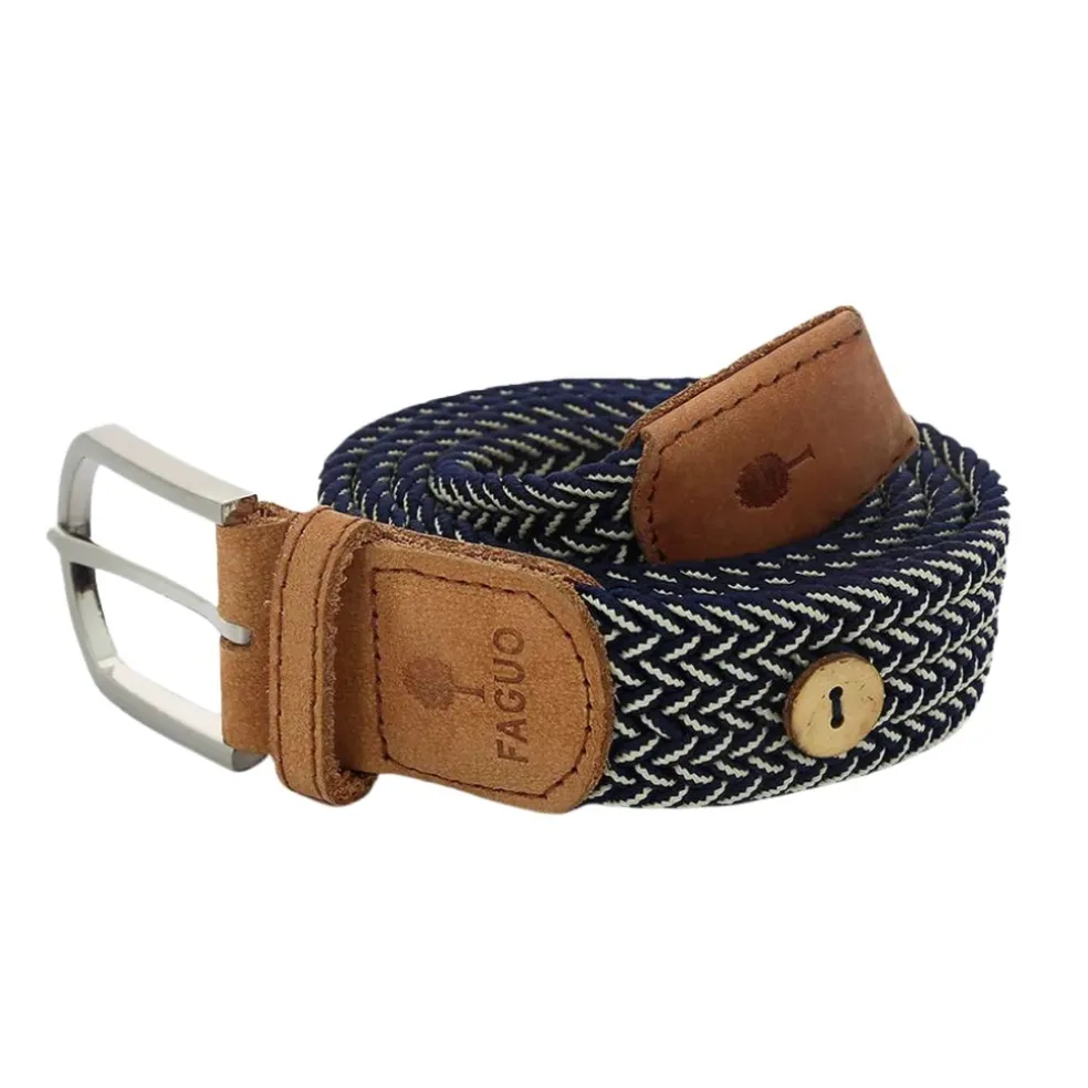 Ceinture tressée bleu marine et écru taille unique