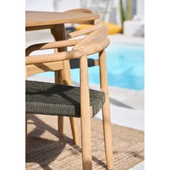 Chaise avec accoudoirs en bois d'eucalyptus kaki - Anam