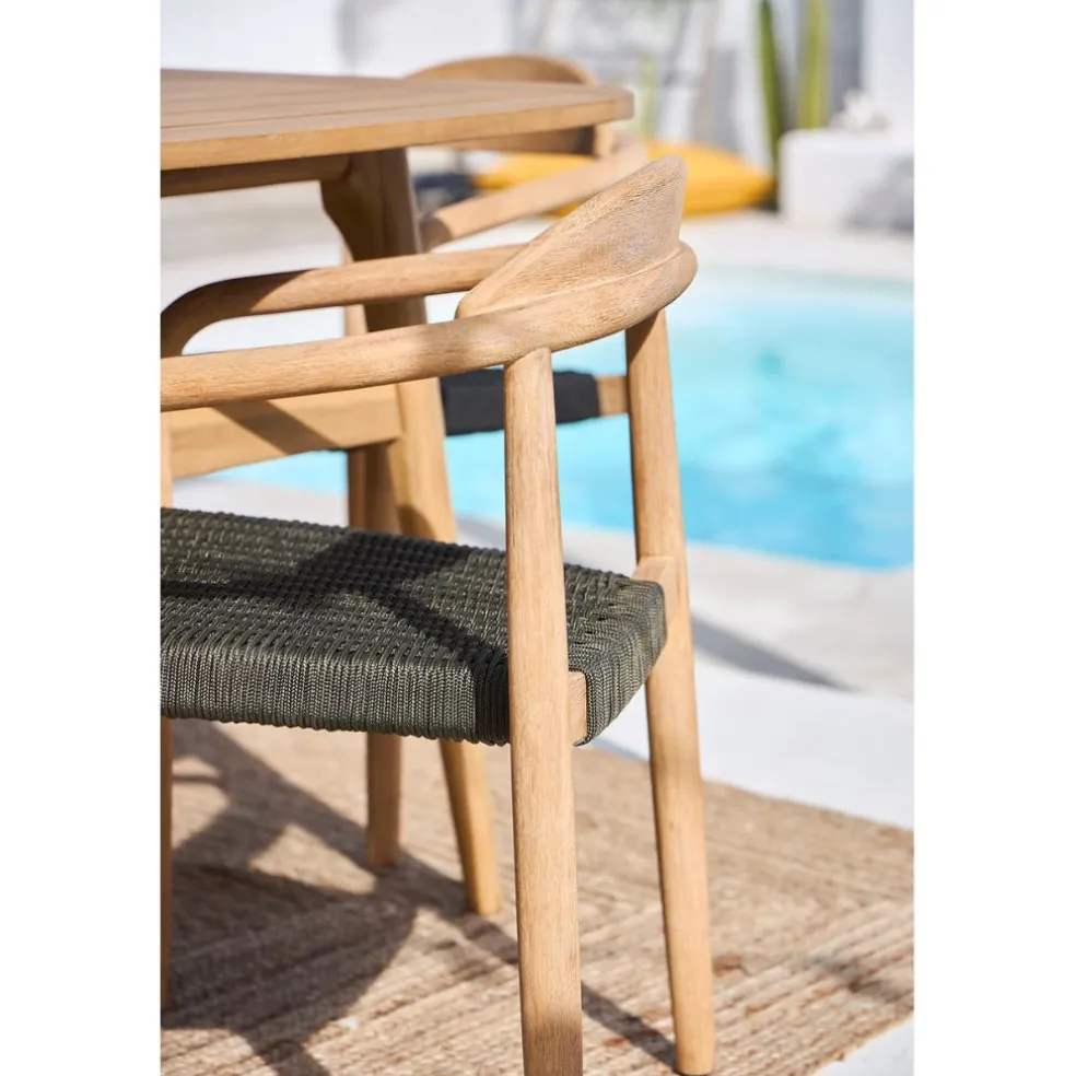 Chaise avec accoudoirs en bois d'eucalyptus kaki - Anam