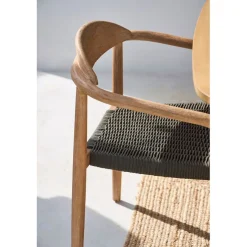 Chaise avec accoudoirs en bois d'eucalyptus kaki - Anam