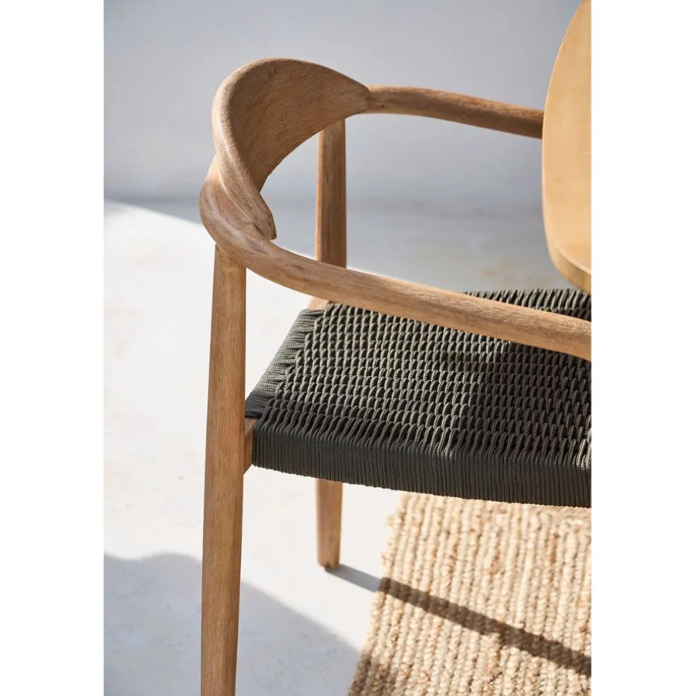 Chaise avec accoudoirs en bois d'eucalyptus kaki - Anam