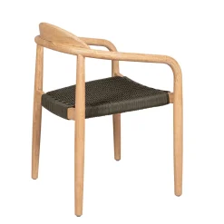 Chaise avec accoudoirs en bois d'eucalyptus kaki - Anam