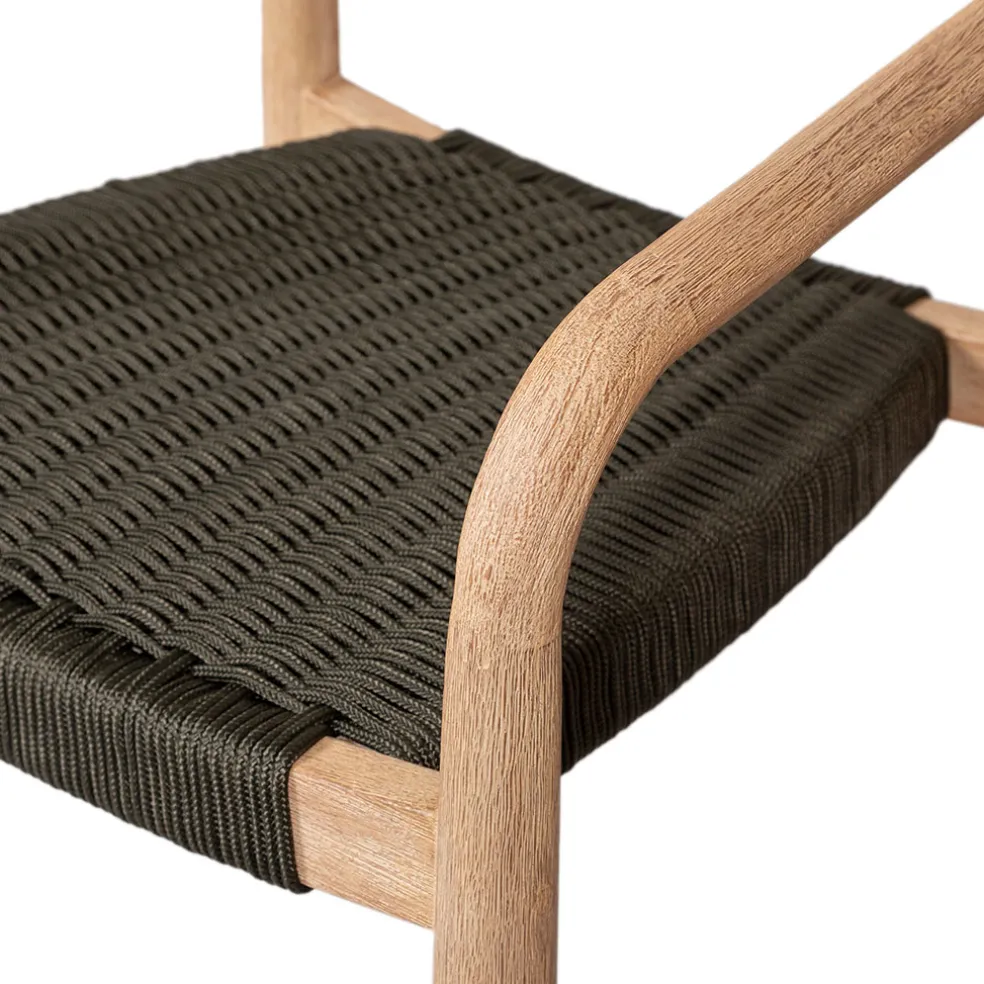 Chaise avec accoudoirs en bois d'eucalyptus kaki - Anam