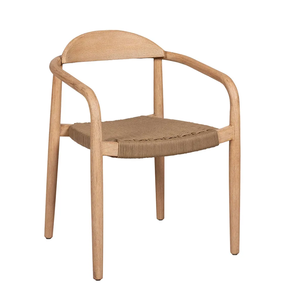 Chaise avec accoudoirs en bois d'eucalyptus sable - Anam