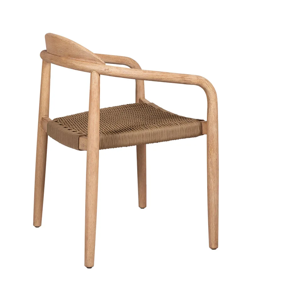 Chaise avec accoudoirs en bois d'eucalyptus sable - Anam