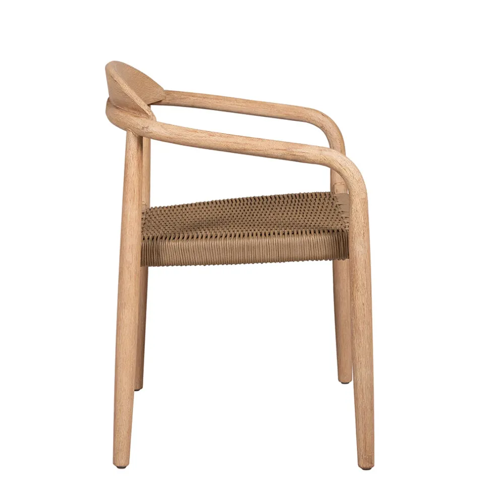 Chaise avec accoudoirs en bois d'eucalyptus sable - Anam