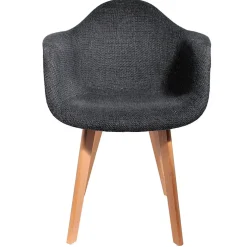 Chaise avec accoudoirs en tissu grosse maille noir - Scarlett