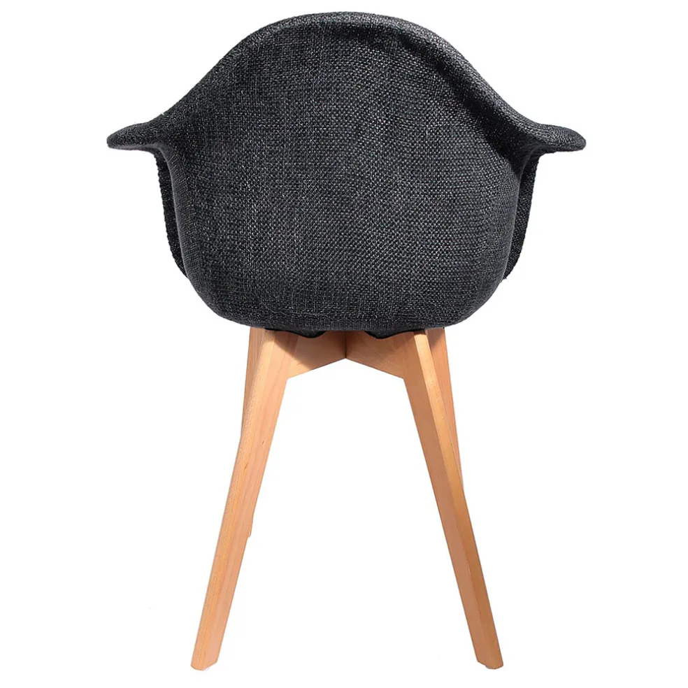 Chaise avec accoudoirs en tissu grosse maille noir - Scarlett