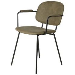 Chaise avec accoudoirs en tissu effet daim kaki - Aston
