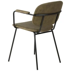 Chaise avec accoudoirs en tissu effet daim kaki - Aston