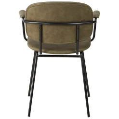 Chaise avec accoudoirs en tissu effet daim kaki - Aston