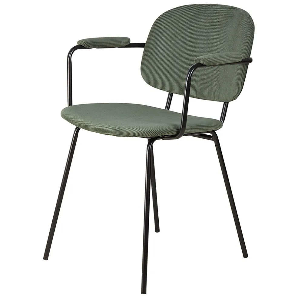 Chaise avec accoudoirs en velours côtelé vert sapin - Aston