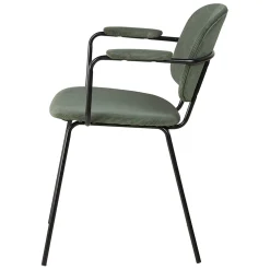 Chaise avec accoudoirs en velours côtelé vert sapin - Aston