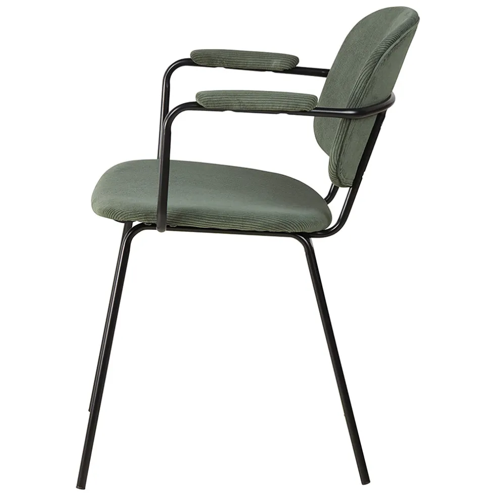 Chaise avec accoudoirs en velours côtelé vert sapin - Aston