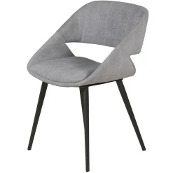 Chaise avec accoudoirs en velours côtelé gris clair - Alma