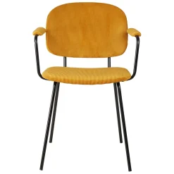 Chaise avec accoudoirs en velours côtelé curry - Aston