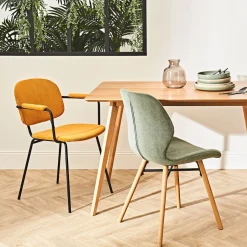 Chaise avec accoudoirs en velours côtelé curry - Aston