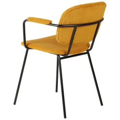 Chaise avec accoudoirs en velours côtelé curry - Aston