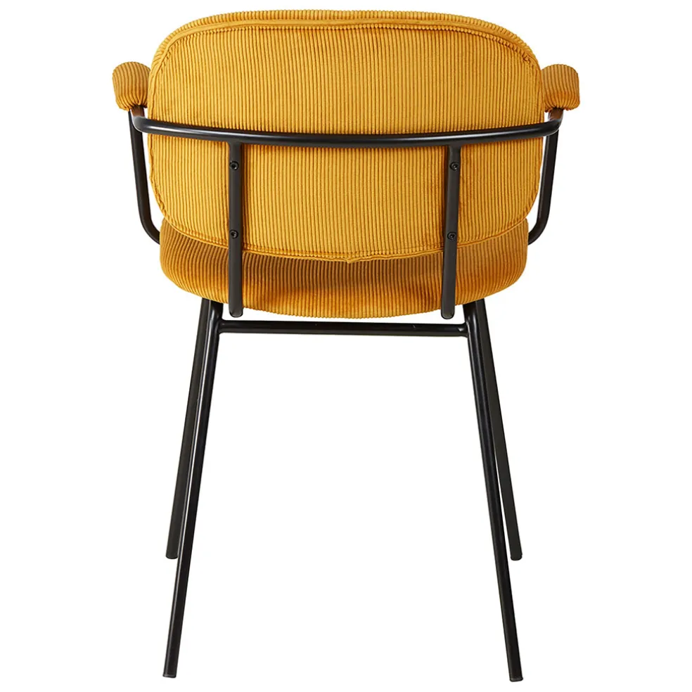 Chaise avec accoudoirs en velours côtelé curry - Aston