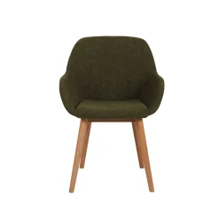 Chaise avec accoudoirs en tissu bouclette kaki - Altea