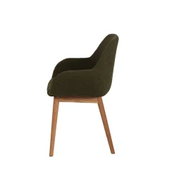Chaise avec accoudoirs en tissu bouclette kaki - Altea
