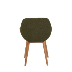 Chaise avec accoudoirs en tissu bouclette kaki - Altea