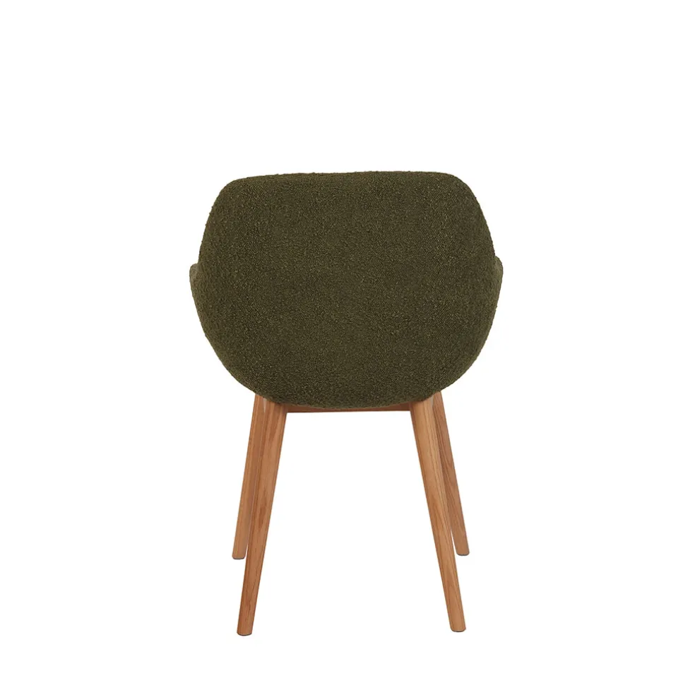 Chaise avec accoudoirs en tissu bouclette kaki - Altea