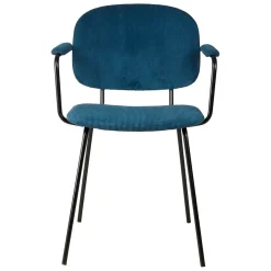 Chaise avec accoudoirs en velours côtelé bleu foncé - Aston
