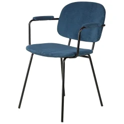 Chaise avec accoudoirs en velours côtelé bleu foncé - Aston