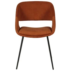 Chaise avec accoudoirs en velours côtelé cognac - Alma