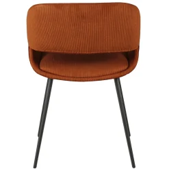 Chaise avec accoudoirs en velours côtelé cognac - Alma