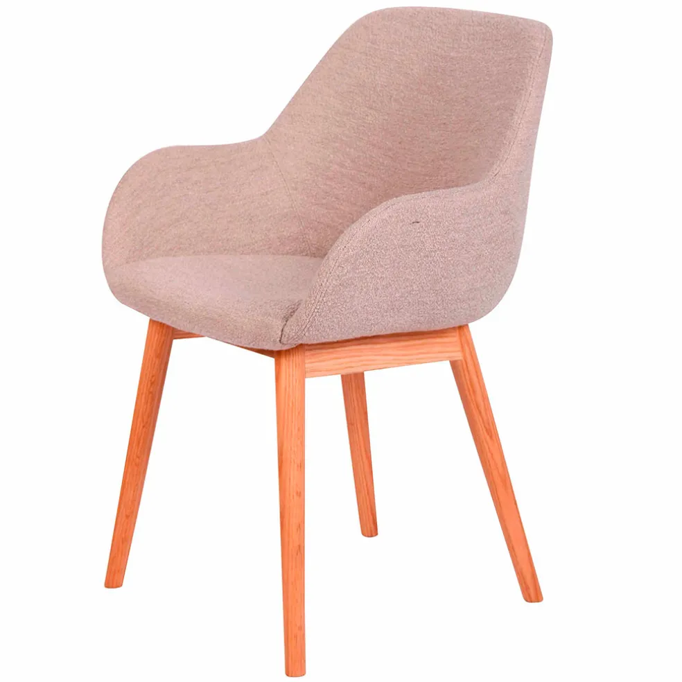 Chaise avec accoudoirs en tissu sable - Altea