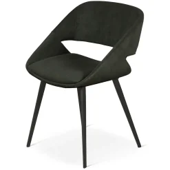 Chaise avec accoudoirs en velours côtelé vert foncé - Alma