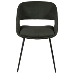 Chaise avec accoudoirs en velours côtelé vert foncé - Alma