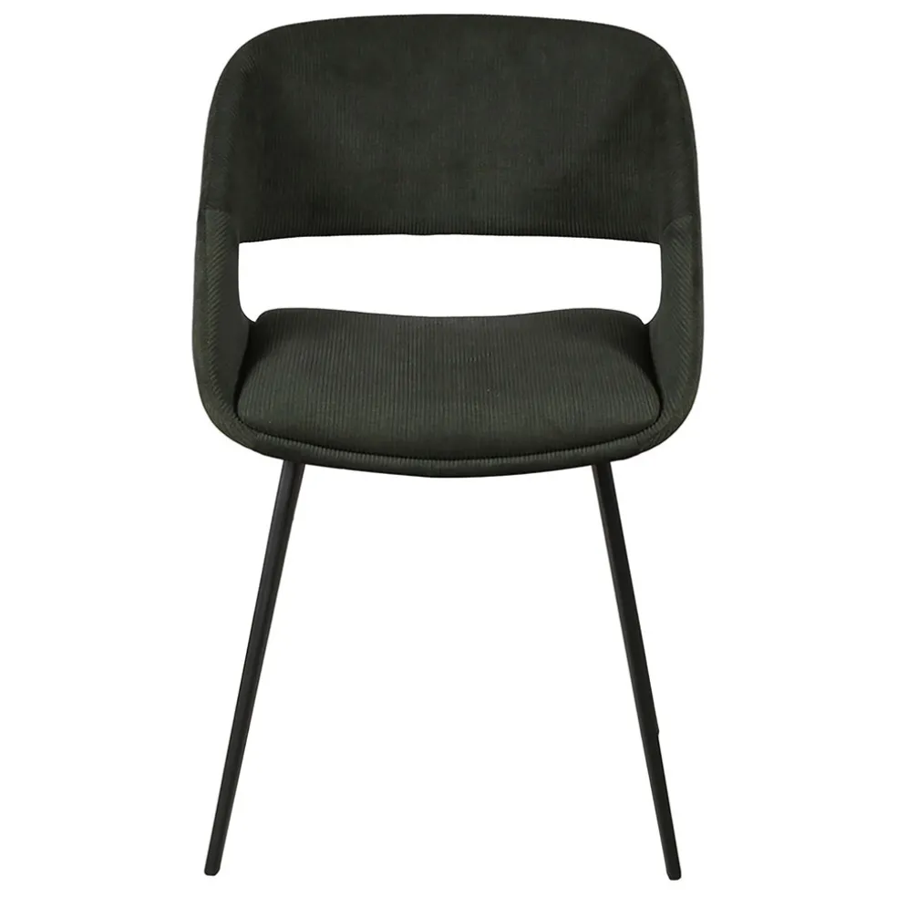 Chaise avec accoudoirs en velours côtelé vert foncé - Alma