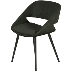 Chaise avec accoudoirs en velours côtelé vert foncé - Alma