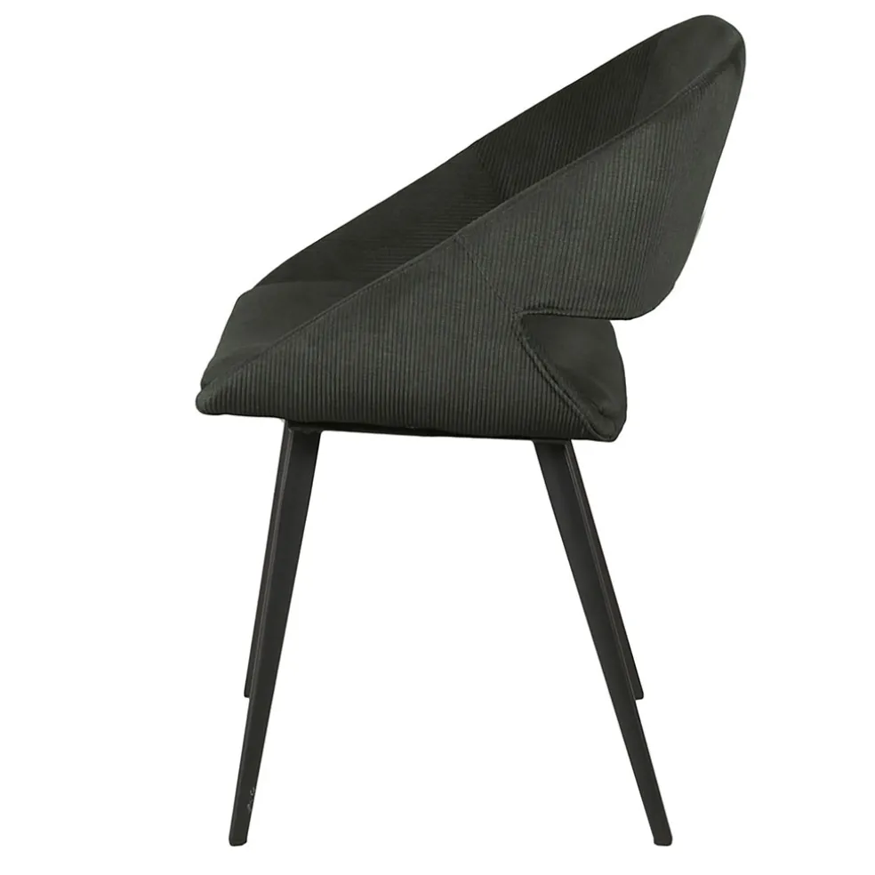 Chaise avec accoudoirs en velours côtelé vert foncé - Alma